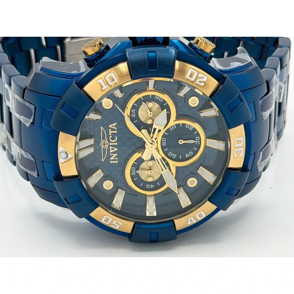 Invicta Pro Diver 36049 Men's Blue Gold Tone Watch 100M Chronograph Style